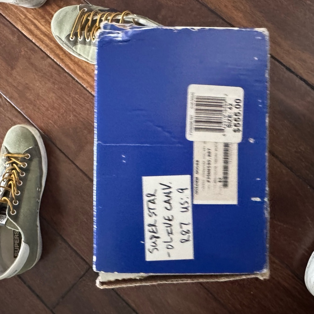 Golden Goose Green Canvas Sneakers with Gold Accents